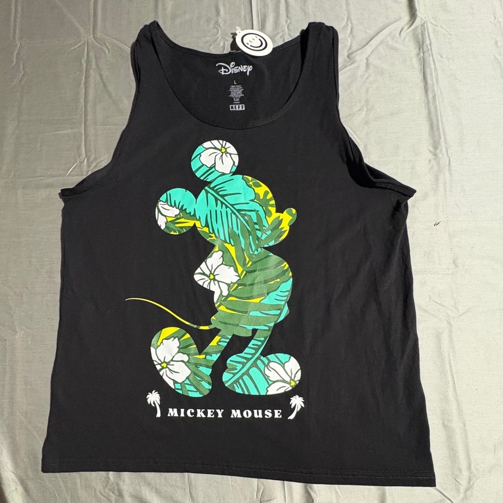 Neff Disney Mickey Mouse Tropical Floral Black Tank Top Mens Large NWT